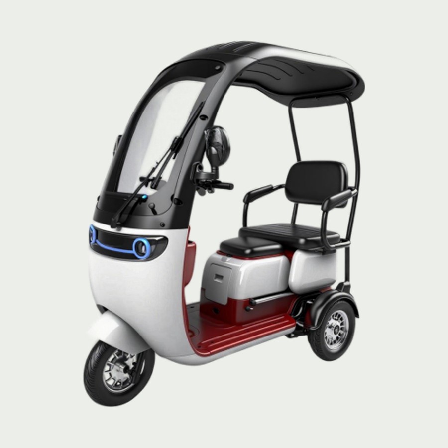 Electric Tricycle Semi Enclosed White